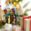 Flower Book Stained Glass Ornament, Christmas Ornaments  Christmas Tree Ornament, Holiday Decor, Xmas Stocking Stuffers, Gift Idea, Bookworm Gift, Book Reader Gifts