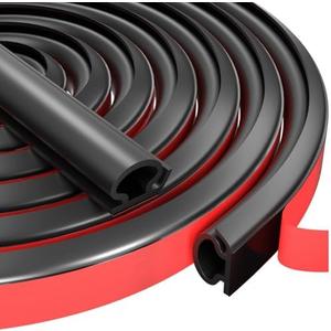 16.5ft Weather Stripping Door Seal Strip,Self-Adhesive Door Weather Stripping Seal Strip,D Shaped Soundproofing Frame Insulation Tape,Door Sealing Strip for Door Frame/Window (Black, 2/5" W x 3/10"T)