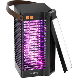 Buzbug Bug Zapper Outdoor Indoor, 10 Years Lifespan Lamp, 9000mAh Battery,IPX4 Waterproof, Portable & Rechargeable LED Electric Fly Killer with Reading Light,for Camping Patio Home -MO019B