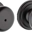 Kwikset Hancock Interior Privacy Door Knob with Lock, Door Handle For Bathroom and Bedroom, Matte Black Keyless Turn Lock Doorknob, with Microban Protection