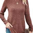 Buauty Womens Long Sleeve Shirt Tunics Tops for Fall Winter Spring, Lightweight Tunic Crew Neck Dressy Sweaters for 2025 (Medium, C02-caramel)