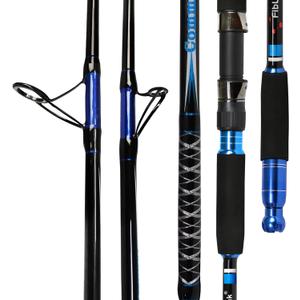 Fiblink Saltwater Fishing Rod Carbon Fiber Jigging Rod with 2 Piece Twin-Tip Spinning & Casting Portable Travel Fishing Jig Rod (56"/6'/6'6") (Blue)