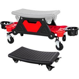 Frassie 2-in-1 Rolling Mechanic Stool Garage Creeper Seat with Modular Removable Cushion Tool Tray Heavy Duty 300 LBS Capacity for Auto Repair