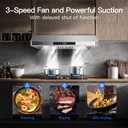 AMZCHEF Under Cabinet Range Hood 30 Inch, 750CFM Stainless Steel Kitchen Stove Vent Hood 3 Speed Exhaust Fan Touch/Remote/Gesture Control LED lights Time Setting Dishwasher-Safe Baffle Filters