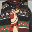 Ugly Christmas Sweater Women Men,Light Up Christmas Sweater for Couples,Funny Cute Reindeer LED Xmas Tacky Sweaters L