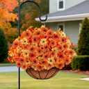 16 Bundles Artificial Fall Flowers for Outdoors, Realistic Fake Silk Flowers with Eucalyptus, No Fade Faux Fall Plants for Planter, Patio, Front Porch & Garden Decor