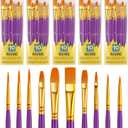 Acrylic Paint Brushes Set, 50Pcs Round Pointed Tip Artist Paintbrushes for Acrylic Painting Oil Watercolor Canvas Boards Rock Body Face Nail Art, Halloween Pumpkin Ceramic Crafts SuppliesPurple