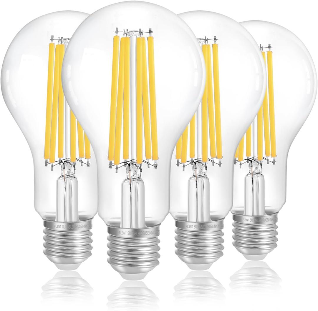 FLSNT 150W Equivalent Dimmable A23 LED Light Bulbs, 2650Lumens, Efficient 18W, 3000K Warm White, E26 Base, 4 Pack