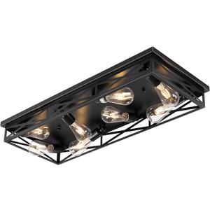 8-Light Large Flush Mount Ceiling Light Fixture, 31" Black Hallway Light, Metal Cage Closed to Ceiling Mounted Lights, Farmhouse Flush Mount Light Fixture for Bedroom Kitchen Hallway Entryway