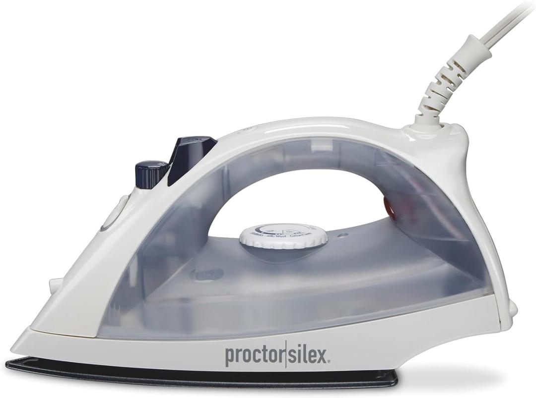 Proctor Silex Iron & Vertical Steamer for Clothes with Nonstick Soleplate, 1200 Watts, Adjustable Spray and Blast Steam Settings, Auto Shutoff, White (17150Y)