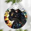 5 x Black Cat Stained Glass Ornament, Christmas Ornaments Christmas Tree Decorations, Holiday Decor, Stocking Stuffer, Gift Idea, Gifts for Cat Lover, Pet Lover