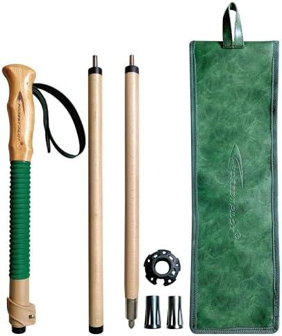 FOREST PILOT Trekking Poles- 2-pc Pack - Adjustable Hiking or Walking Stick –Strong, Natural Beech Wood - Quick Adjust Flip-Lock - Beech Wood Grip, Leather Strap