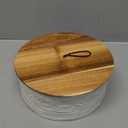 Everbrook Authentic Wood and Ceramic Tortilla Warmer - Tortilla Holder with Lid - Bread Warmer - Pancake Holder- Roti Box - 8.5 Inches