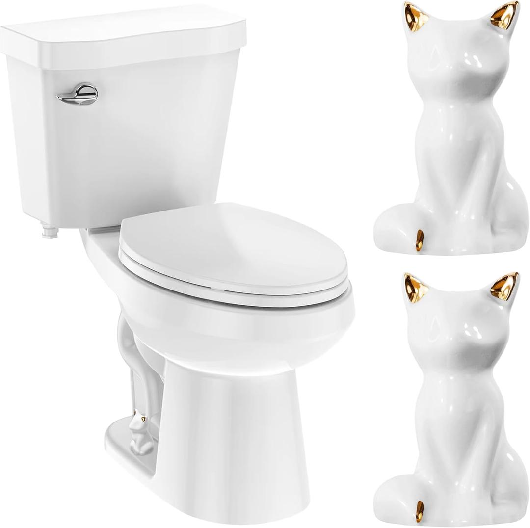 2 Pack Toilet Bolt Covers, Ceramic Toilet Bolt Caps Lovely Cate Toilet Screw Cover Caps, Fashion Toilet Decorative Avoid Rusting of Bolts