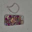 for iPhone 16e Glitter Bling Case, Cute Luxury 3D Sparkle Crown Crystal Rhinestones Diamond Gemstones Pearl with Lanyard Wrist Strap Women Girls Phone Case for iPhone 16e 6.1" 2025 (Hot Pink)