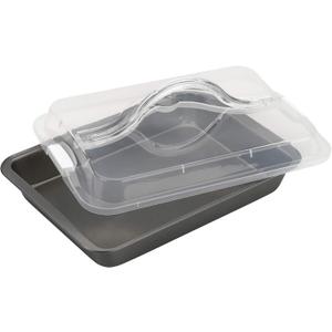 GoodCook Everyday Nonstick Steel Bake-N-Take Oblong Pan, 9 x 13 Inch with Lid, Gray