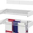 Wall Mounted Drying Rack 23.6", Foldable Laundry Drying Rack with Stainless Steel Rods, Retractable Laundry Space Saver for Indoor & Outdoor Use, Include Wall Template, 23.6" Wide