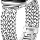 Metal Band Compatible with Apple Watch Bands for Women 40mm 41mm 42mm 38mm 44mm 45mm 46mm 49mm, Dressy Stainless Steel Link Bracelet, Designer Strap for iWatch Series 11/SE/10/9/8/7/6/5/4/3/2/1/Ultra