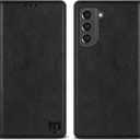 ZZXX Samsung Galaxy S21 FE 5G Leather Wallet Case with RFID Blocking, 3 Card Slots, Magnetic Closing, 6.4 inch, Black