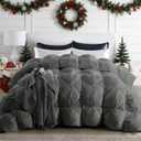 Puredown Grey Goose Down Comforter Twin Size, 800 Fill Power, 100% Cotton 700 TC Fabric, Winter Duvet Insert, Pinch Pleat Heavyweight Comforter Cloud Fluffy Extra Warmth