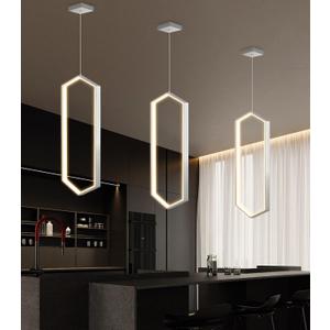 Ring Dimmable Pendant Lighting Adjust LED Mini Chandelier Ceiling Light Fixtures for Kitchen Island Dining Room Living Room Bedroom Hallway Silver, 20in x 9.8in x 70in
