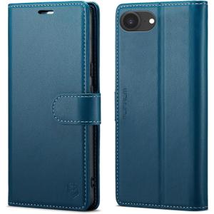 FLIPALM Wallet Case for iPhone 16e, RFID Blocking Credit Card Holder, PU Leather Folio Flip Kickstand Protective Shockproof Cover for Apple 16e (Blue)