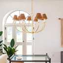 Aspen Creative 51007 Empire Clip-On Chandelier Lamp Shade, Natural Rattan, 3" Top x 4" Bottom x 4" Slant Height