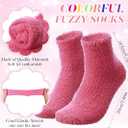 Handepo 8 Pairs Women Fuzzy Socks Bulk Winter Fluffy Sleeping Slipper Socks for Home Outdoor Gift Ladies Valentine's Day(Classic Style,Dark Pink)