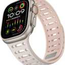 Compatible with Apple Watch Band 49mm 46mm 45mm 44mm 42mm 41mm 40mm 38mm, Magnetic Silicone Sport Breathable Strap for iWatch Ultra 3/2/1 SE3 Series 11 10 9 8 7-1 (49/46/45/44/42, Star/Pink)
