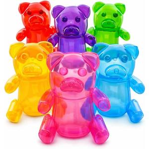 4E's Novelty Inflatable Gummy Bears Huge 24" - Pack of 6 Unique Blow Up Pool Toys for Kids, Candyland Themed Birthday Party Decorations Supplies