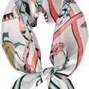 EXTREE Silk Feeling Scarf Medium Square Satin Head Scarf Sleeping Hair Wrapping for Women 27.5 × 27.5 inches