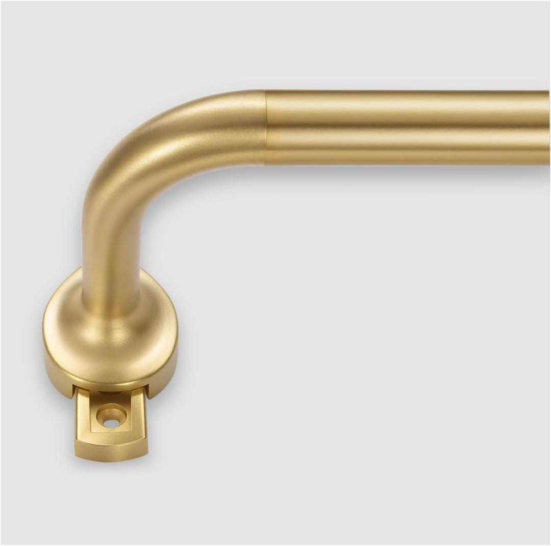 Room Darkening Rods, Single Window Rods 28-86 Inch(2.33-7.17ft) Telescoping Wrap Around Curtain Rod Splicing Structure With Hidden Base Bracket, Warm Gold