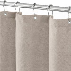 Seasonwood Linen Shower Curtain Neutral Vintage Farmhouse Linen Shower Curtains for Bathroom Boho Bathroom Decor with 12 Sturdy Stainless Steel Sliding Hangers(Taupe,72x72 Inches)