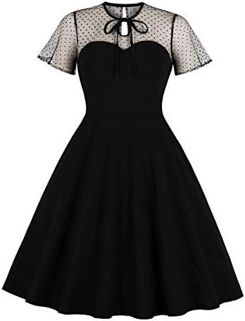 Women's Vintage Polka Dot 1950s Audrey Retro Rockabilly Prom Dress 50's 60's A-Line Cocktail Party Swing Dress 4XL