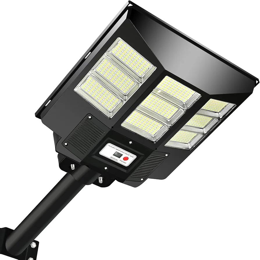 Solar Street Light Outdoor Waterproof, Radar Motion Sensor Solar Flood Light Dusk to Dawn Outdoor Solar Powered Security Light with Remote Control for Parking Lot Squares