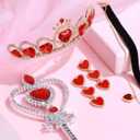 party greeting Valentine's Day Queen Costume Accessories Valentines Party Accessories Gold Queen Crown Headband Choker Wand Red Hearts Earrings Costume Kit for Valentine's Day Cosplay Carnival