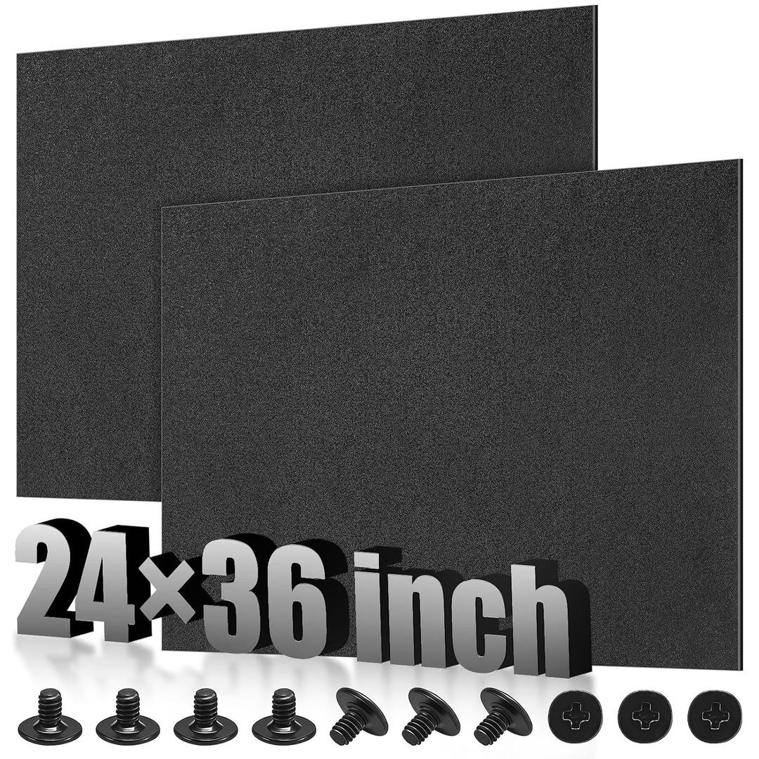 Pangda 2 Pack ABS Plastic Sheet 24" x 36" x 1/16" Black Rigid Thermoplastic Board Dual Sided with Screws Moldable Plastic Panel Thermoform Sheet for DIY Projects Signs Automotive Handcrafts