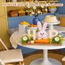 Easter Table Decorations, Wooden Bunny Tabletop Decor with HOP Sign, Rustic Farmhouse Table Centerpiece, Spring Decorations for Home, Easter Bunny Home Decor for Tiered Tray, Mantel, Shelf, Entryway & office