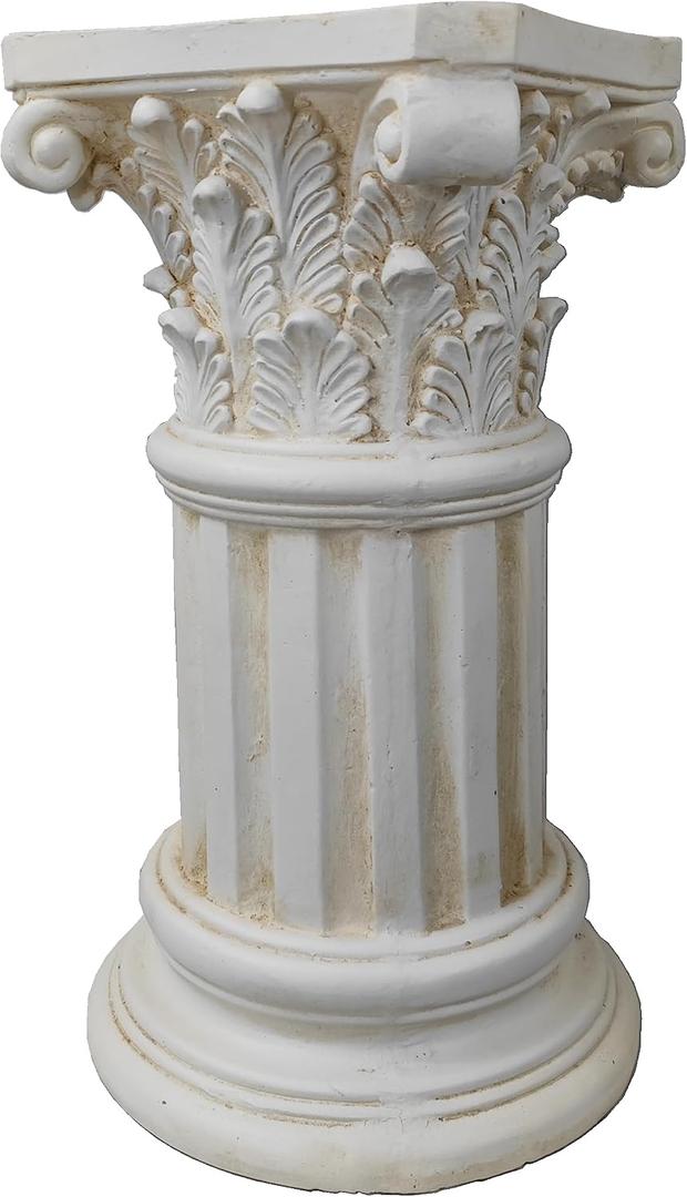 Exquisite Magnesium Oxide Corinthian Greek Column Pillar with Stand Base Pedestal for Indoor Outdoor Garden Backyard Courtyard Patio Office Decor23.9High,White