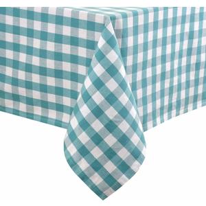 Urban Villa Tablecloth Buffalo Check Table Cloth Tabletop Cover Kitchen Dining Tablecloth 100%Cotton Great Parties Wedding Holiday Dinner Aqua/White Color Rectangle 60X102Inches 8-10 Seats Table Cloth