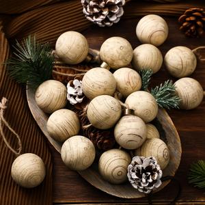 Hiboom 12 Pcs 1.6 Inch Rustic Vintage Christmas Ornaments Balls Mini Neutral Christmas Ball Decorative Textured Distressed Ornaments Rustic Farmhouse Tree Hanging Decor for Holiday Party Favor