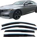 IKON MOTORSPORTS, Window Visor Compatible with 2018-2025 Honda Accord Sedan, Acrylic Unpainted Air Deflector Sun Rain Guard 4pc with Chrome Trim, 2019 2020 2021 2022 2023 2024
