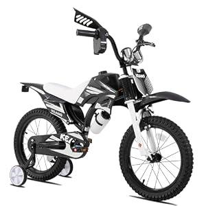 KEANO 16" Motocross Kids Bike for 4-7 Yrs Training Wheels, Black