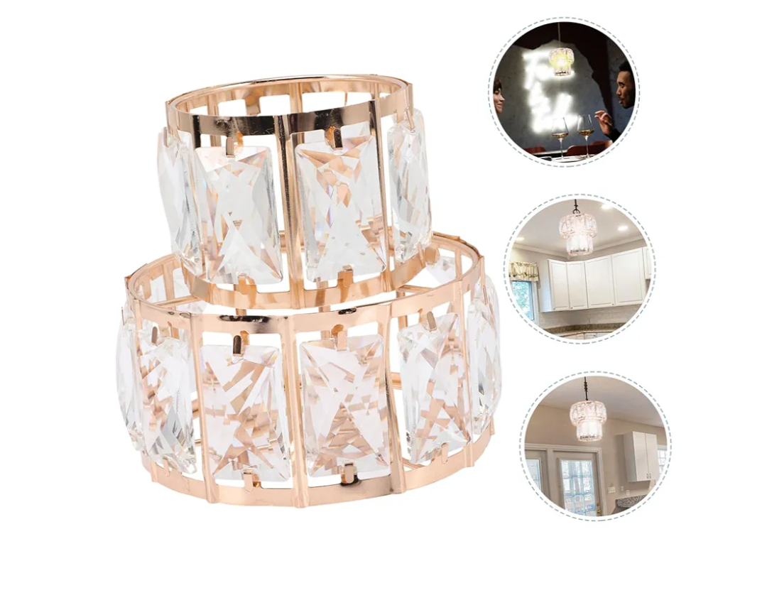 Cunfash 1-Light Mini Crystal Pendant Light Kitchen Island 5.5'' Gold Modern Hanging Light Fixture Round Chandelier for Dining Room Living Room Bar Bathroom Hallway Porch Bedroom