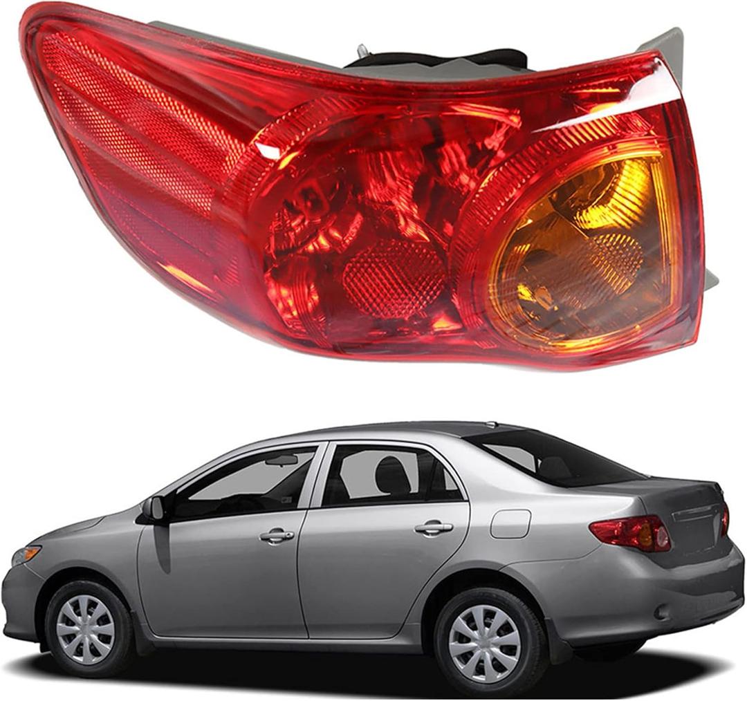 WFLNHB Left Side Outer Tail Light Assembly Replacement for Toyota Corolla 2009-2010 Driver Side Rear Tail Light Lamp 8156002460 TO2800175