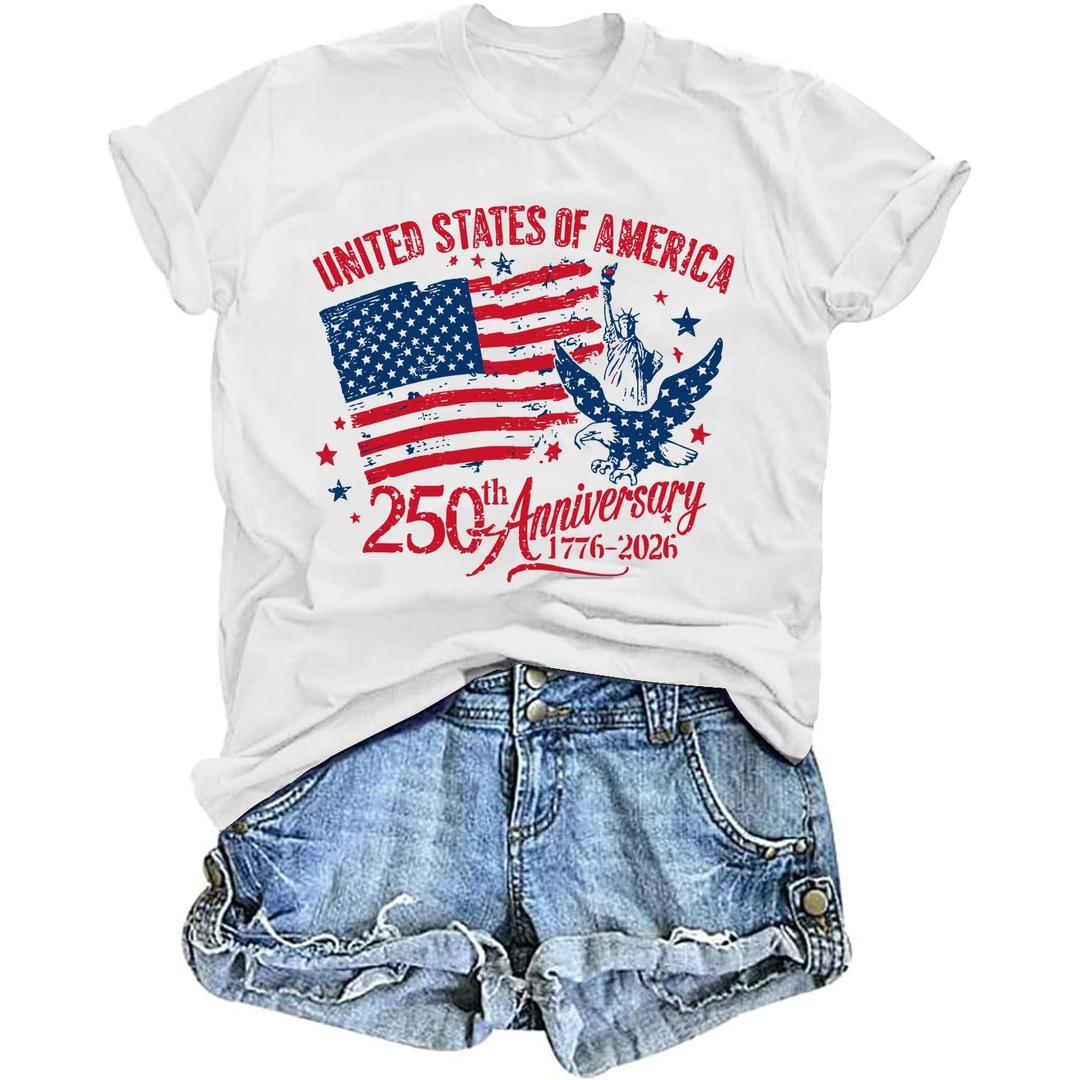 We The People 1776 T Shirt American Flag Patriotic Tee Tops for Women 4th of July Ring Hole Short Sleeve Sexy V-Neck Tshirt(Large,A-White) (White, L)