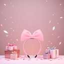 1Pc Sweet Pink Halloween Bow Headband Bowknot Hair Hoops Bands Headpiece Hairband for Women and Grils,Women Christmas Birthday Party Decorations Accessories Easy to Wear,Headbands Hair Accessories