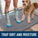 Smiry Dog Door Mat for Muddy Paws 30x20, Absorbs Moisture and Dirt Doormat, Non-Slip Washable Quick Dry Chenille Front Door Mat Indoor Entrance, Entryway Carpet for Inside Floor, Grey