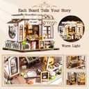 DIY Miniature House Kit- Miniature House Kit Adults Pet Shop Tiny House Kit Tiny Home Kit Birthday Gifts 3D Wooden Puzzle Home Decoration, Book Nook Kit for Adults Dollhouse Booknook
