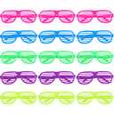 Hooqict 21 Pack Shutter Shades Glasses 80s 90s Party Favors Neon Party Glasses for Kids Adults Hora Loca Birthday Supplies Plastic Sunglasses Accessories